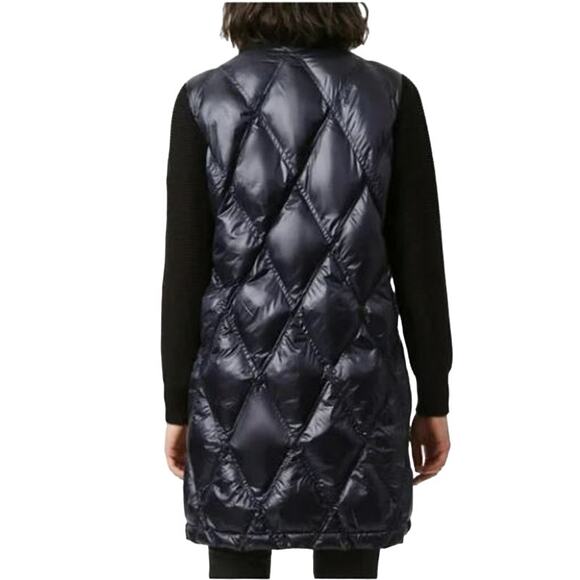 BERNARDO NEW $215 Knit Sleeve Diamond‎ Quilt Puffer Coat Navy XS - Picture 2 of 7